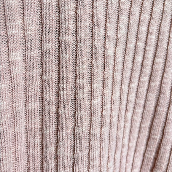 Eileen Fisher Medium Pink Ribbed Organic Cotton Long Sleeve V-neck Sweater - Picture 7 of 9
